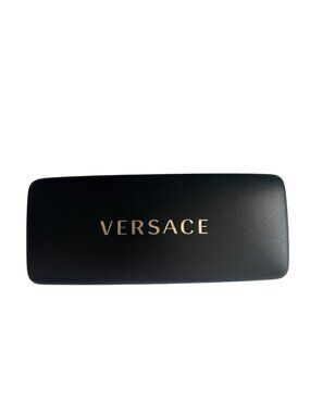 Versace Eyeglass Case Hardshell Black w/Gold Lettering Felt Lined Logo Designer
